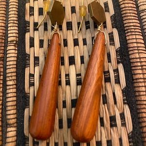 Wood and brass earrings